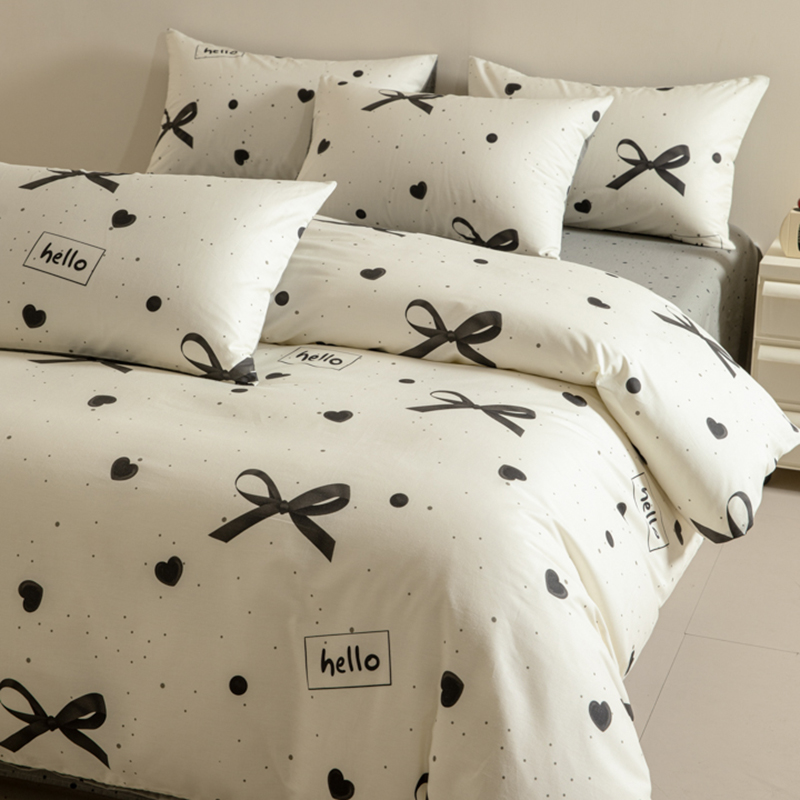 小清新纯棉四件套100%全棉斜纹亲肤棉印花被罩四件套床上用品sm