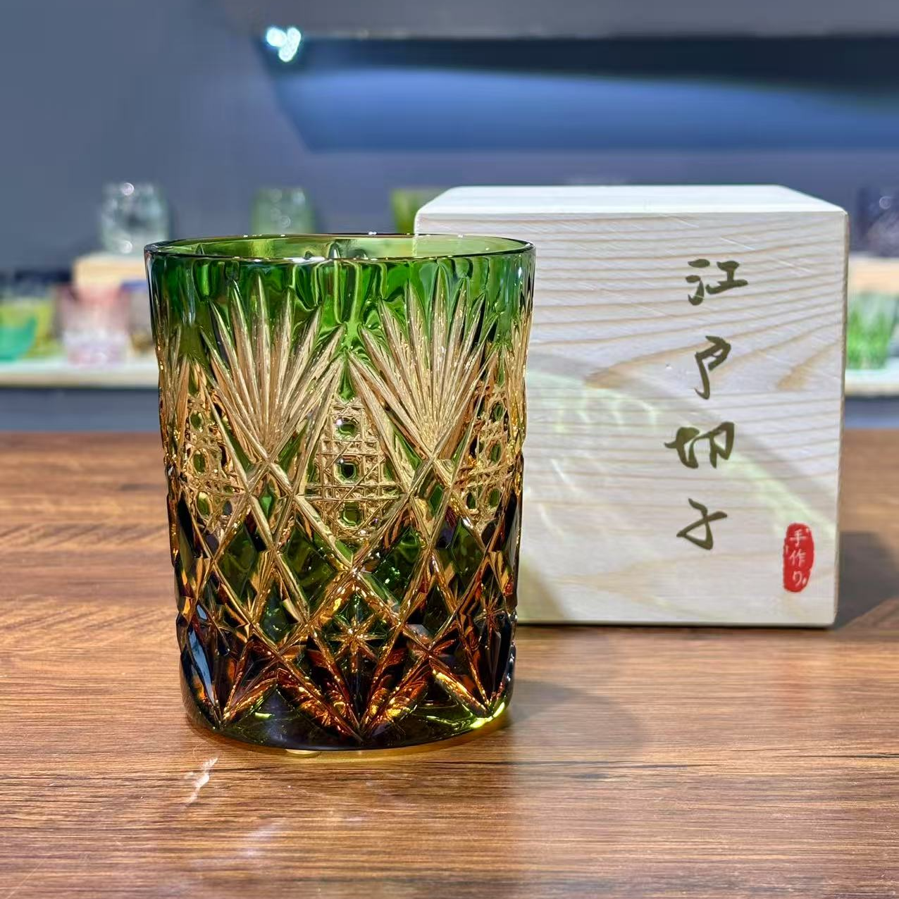 限量高端系列 双色流浪者江户切子手工雕刻威士忌酒杯耐热茶杯