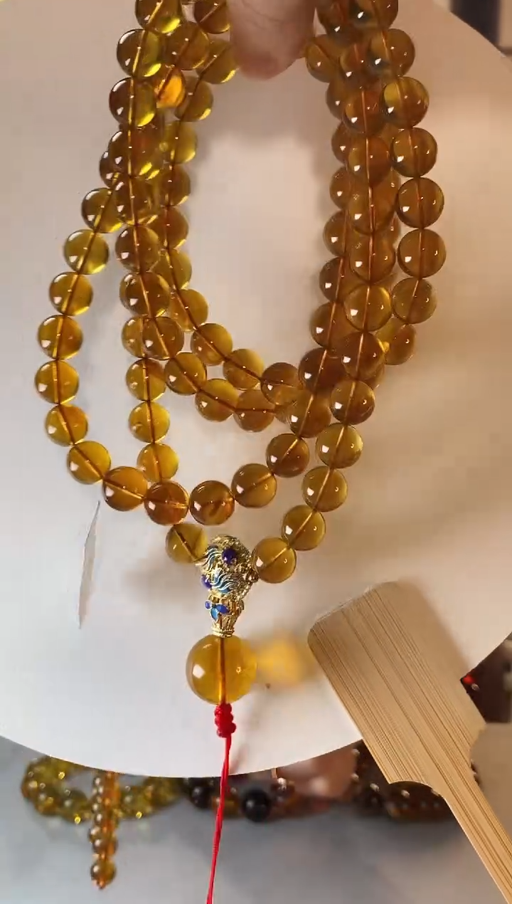 【闪购商品】琥珀颈饰未镶嵌缅甸茶珀色10+108+