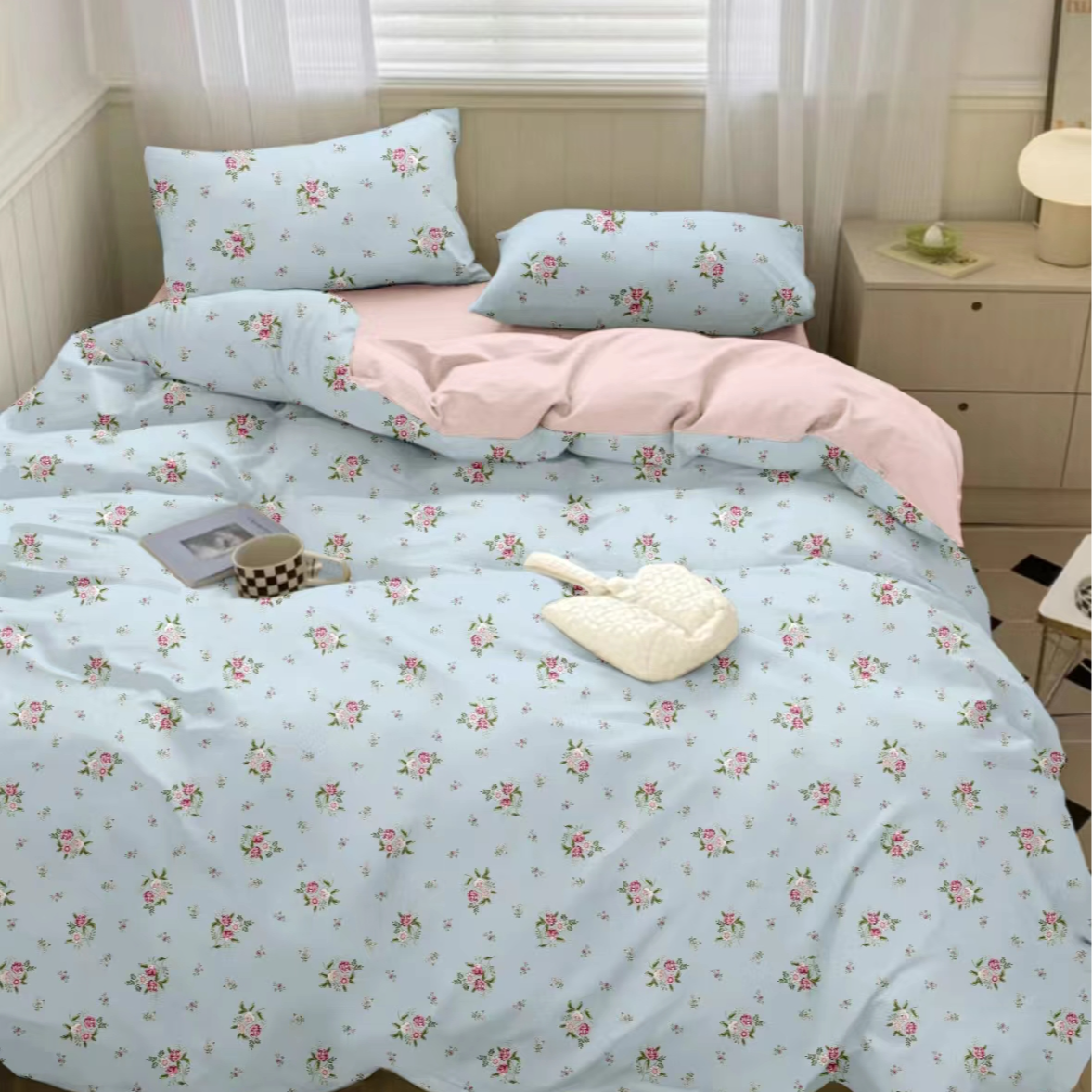 亲肤棉双层纱四件套--甜茶日记