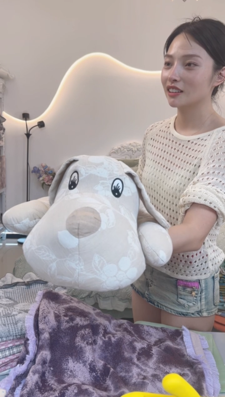 棉直播间展示 棉麻狗一只39