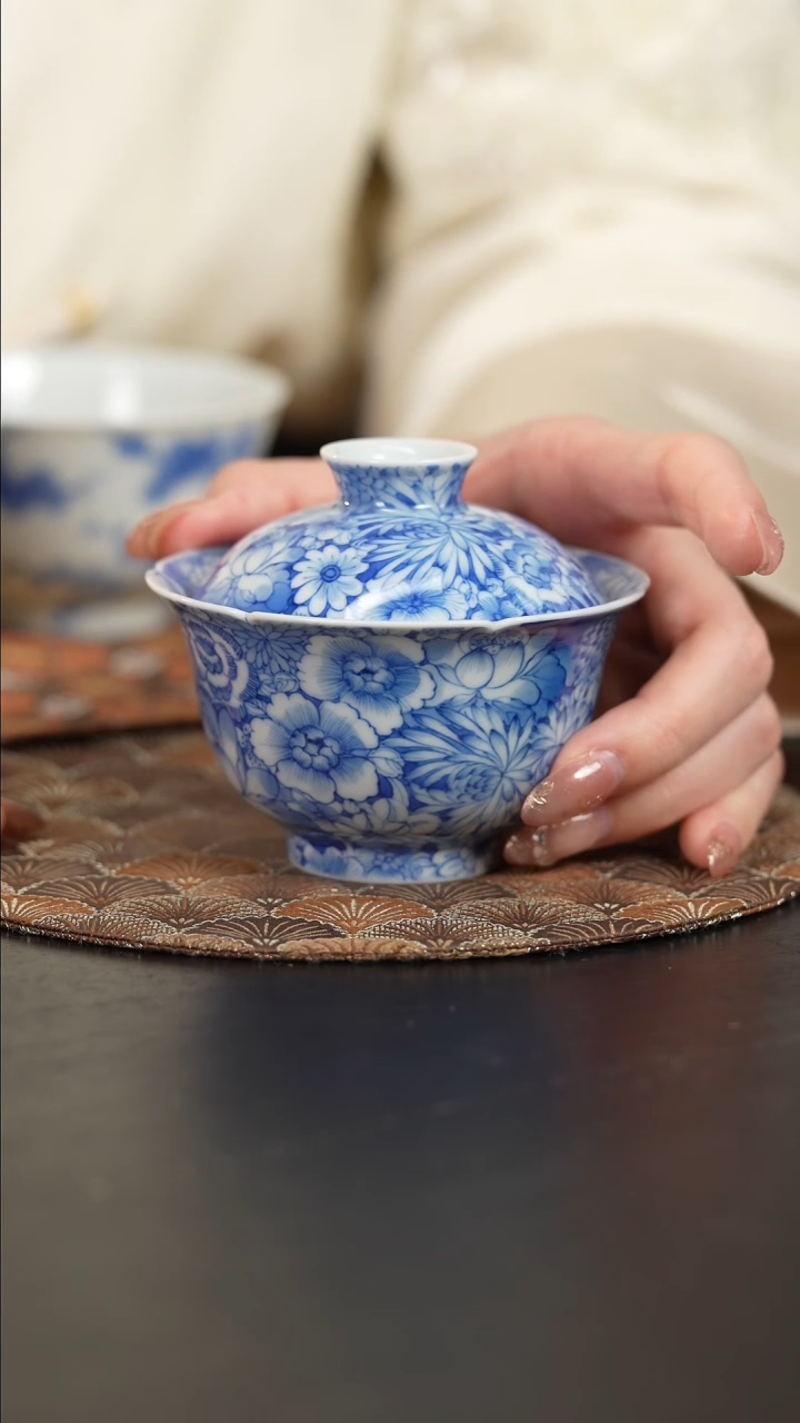 【闪购商品】杯尚镇雅器青花万花盖碗