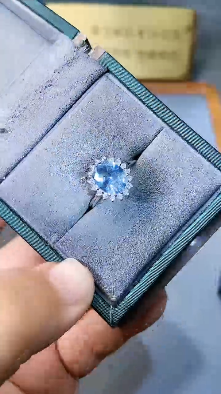 【闪购商品】海蓝宝石戒指银S925镶嵌354
