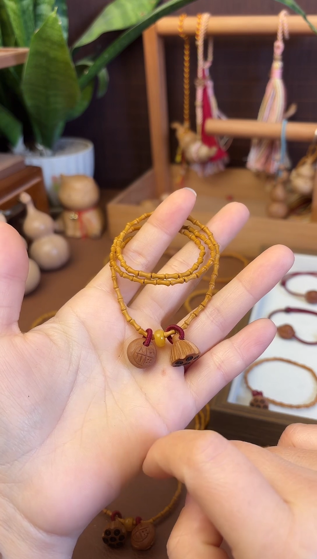 手串桃核三圈好运莲莲竹节跑环