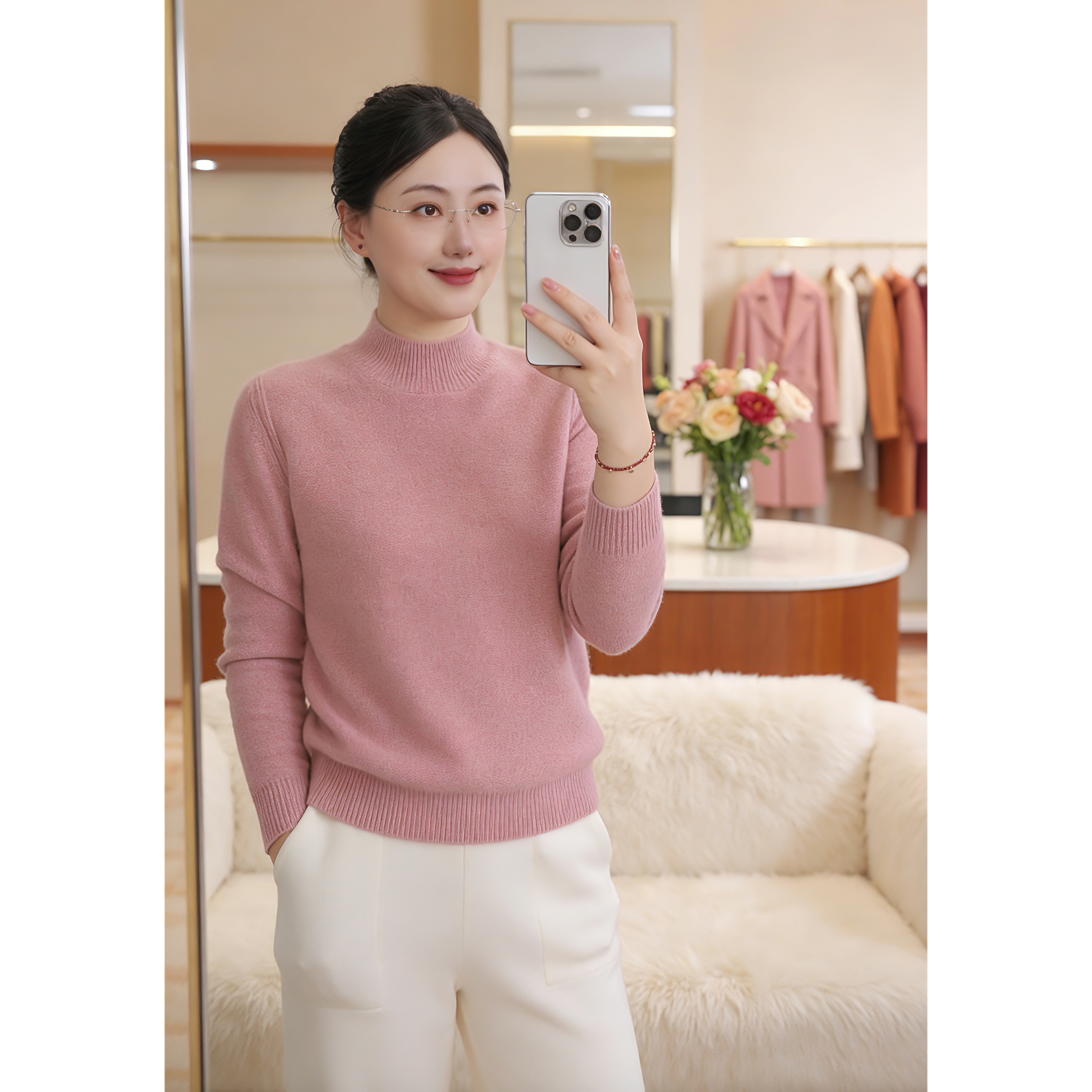 【小山羊/八字花纱】"强捻"超细baby小山羊绒花纱加厚半高YS25-65