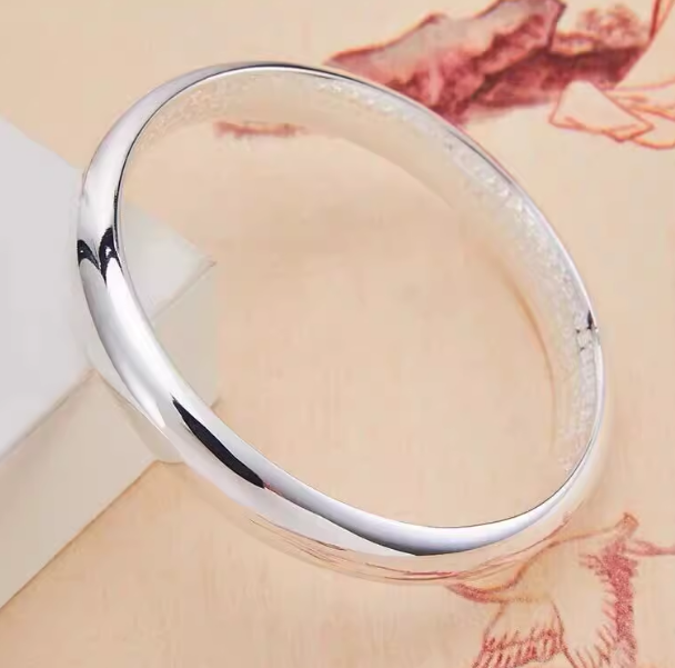 足银手镯 足银999.9 01 光面心经镯闭口式实心时尚百搭