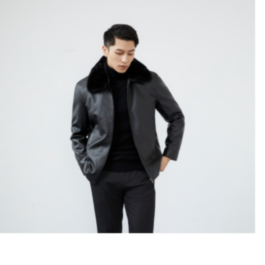 【粉丝专属】梵诗顿·保罗男士休闲加绒保暖秋冬季荔枝纹大毛领-A014