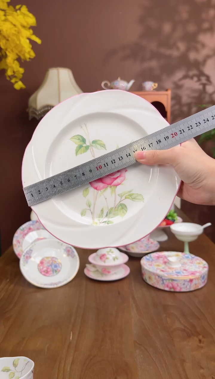 【闪购商品】瓦当玫瑰新款8寸平盘2个