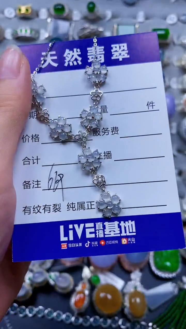 翡翠银S925镶嵌颈饰0669