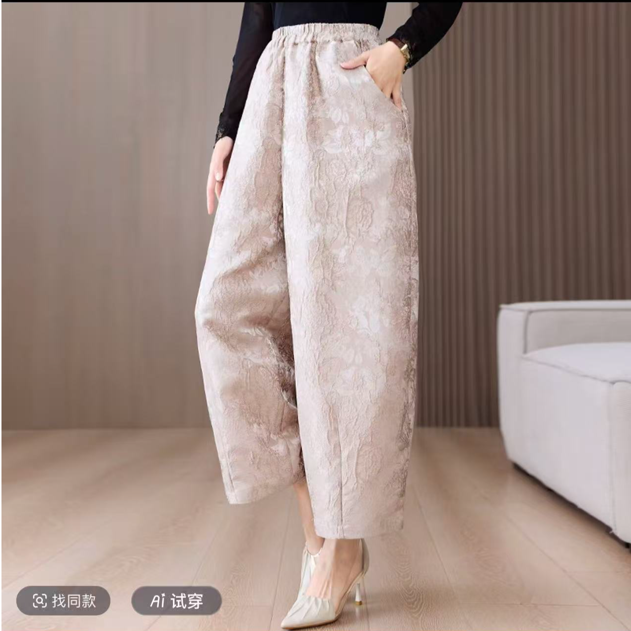 裤子复古女装休闲中国风中式暖裤百搭保暖冬季加棉