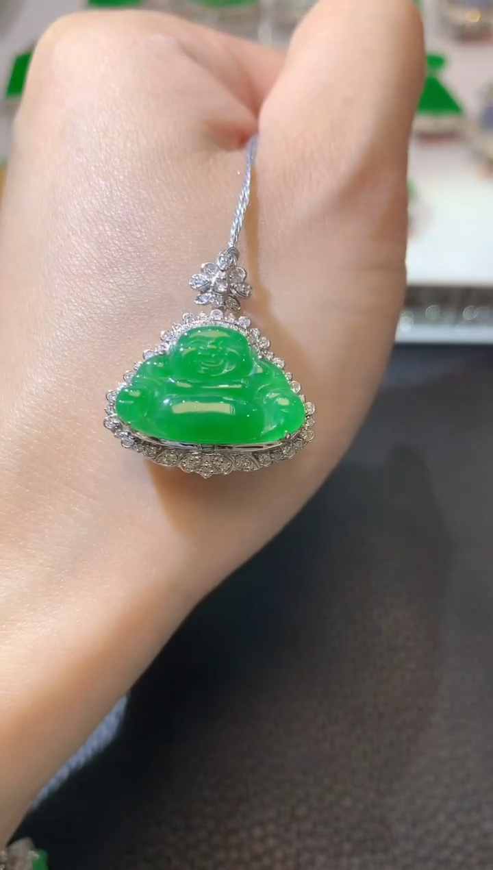 【闪购商品】翡翠吊坠(不含链)18K金镶嵌A94