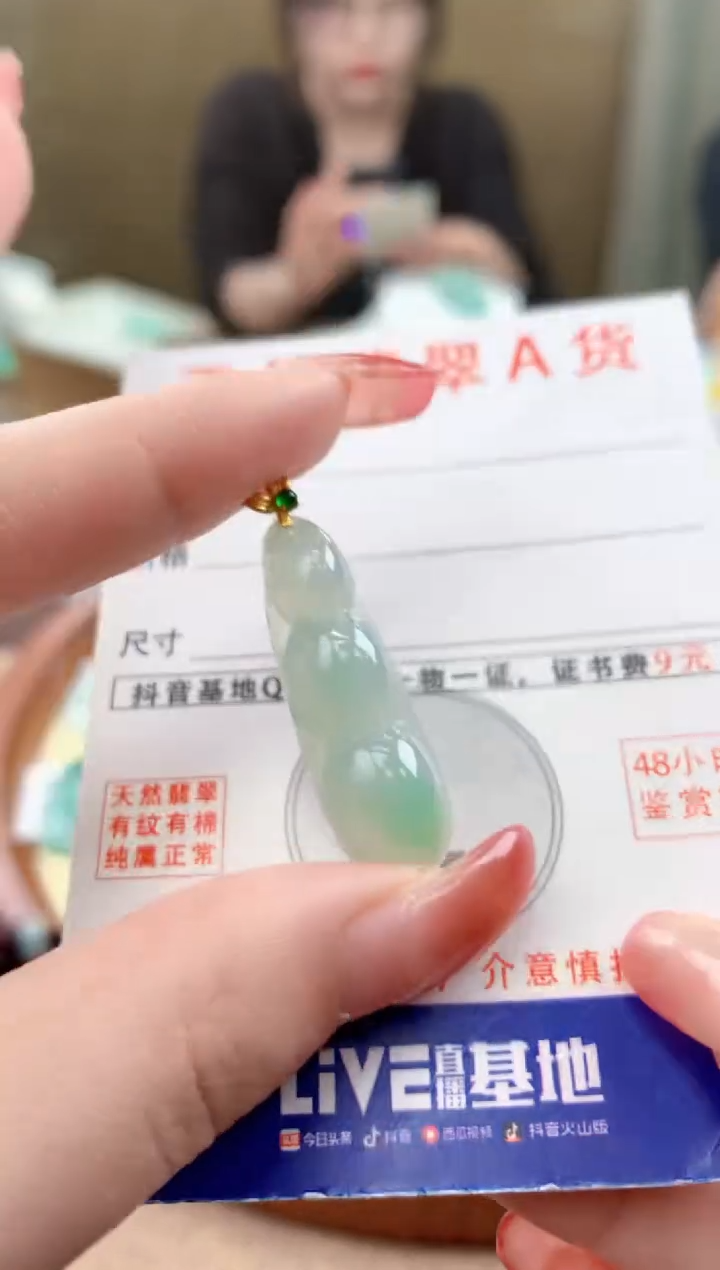 颈饰18K金镶嵌翡翠天然A货翡翠挂件