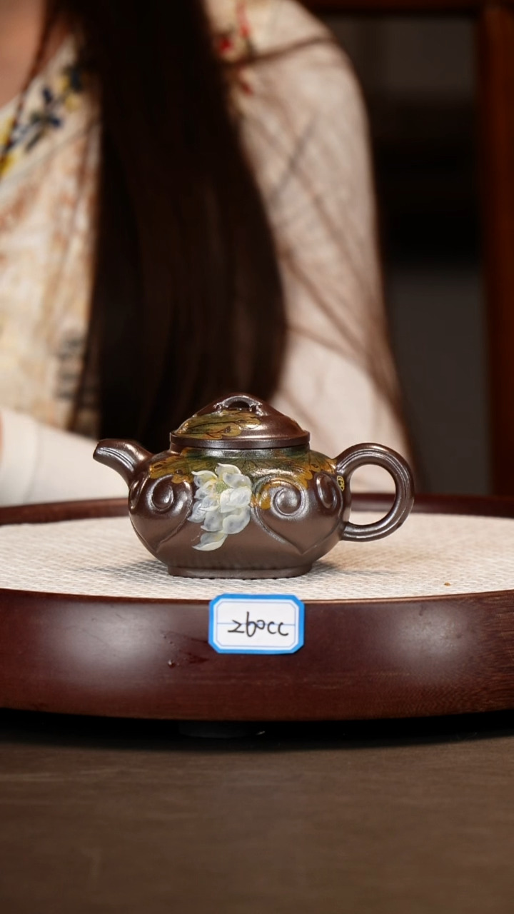 茶壶紫砂【彭全中】天青柴烧仿古如意  260CC  
