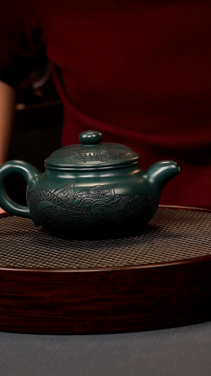 【闪购商品】紫砂茶壶九龄君子兰 仿古 刻龙