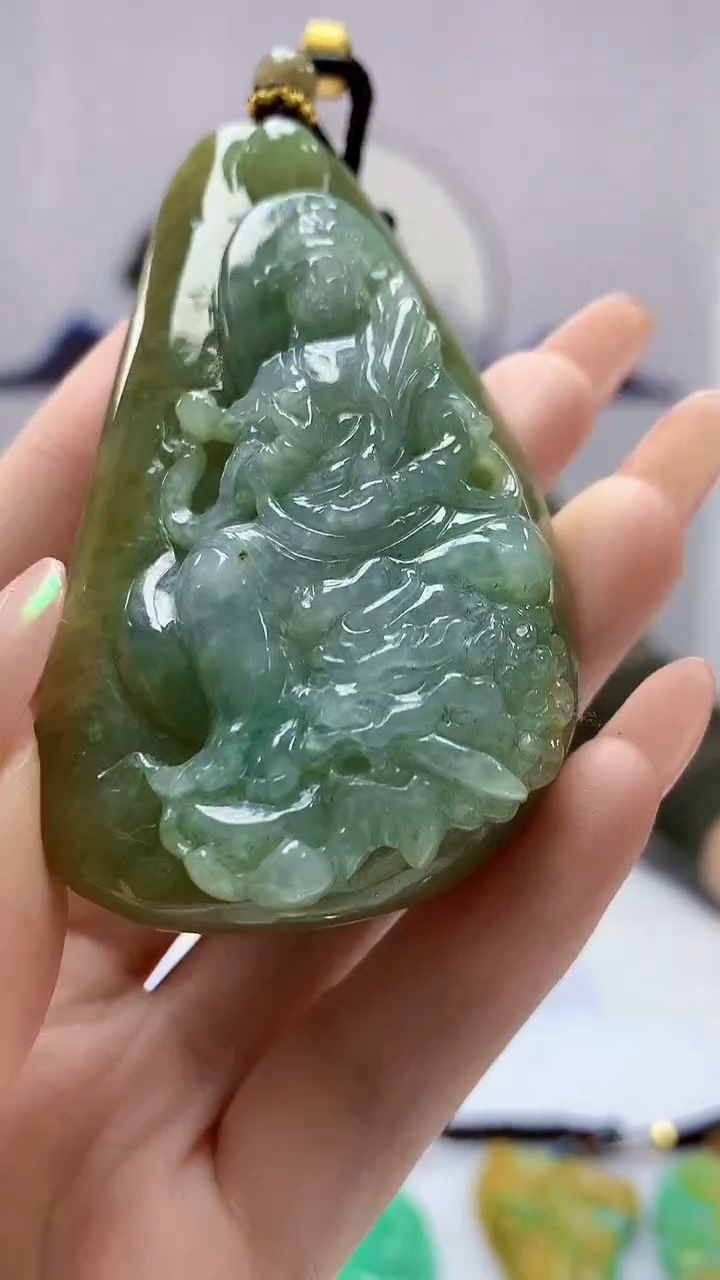 【闪购商品】定制翡翠未镶嵌5152DD-毛货挂件文殊107