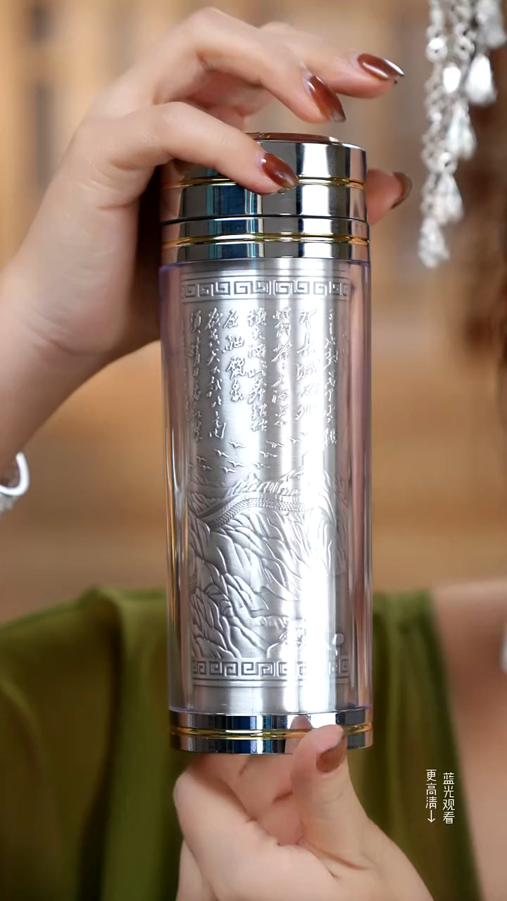 珐琅足银999长城款银水杯