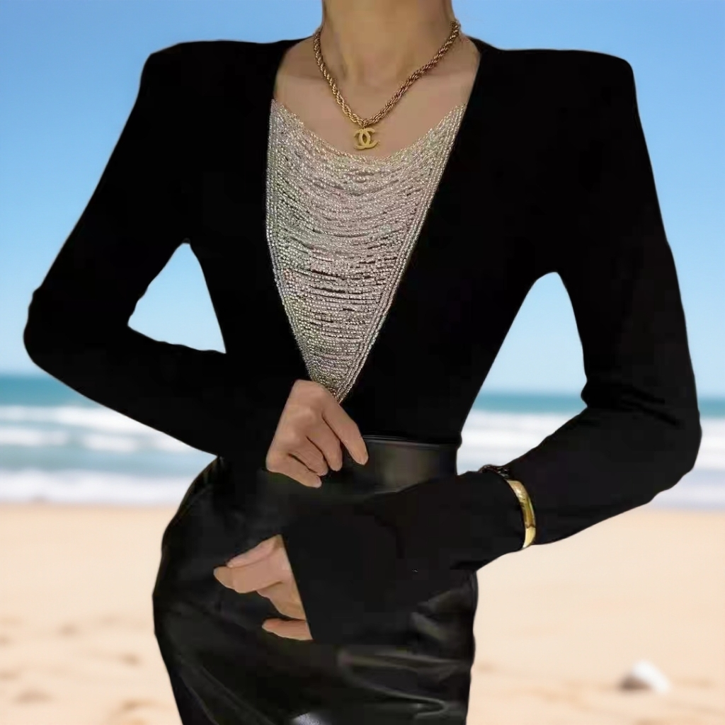 2025冬季新款重工串珠洋气暖绒上衣5688*