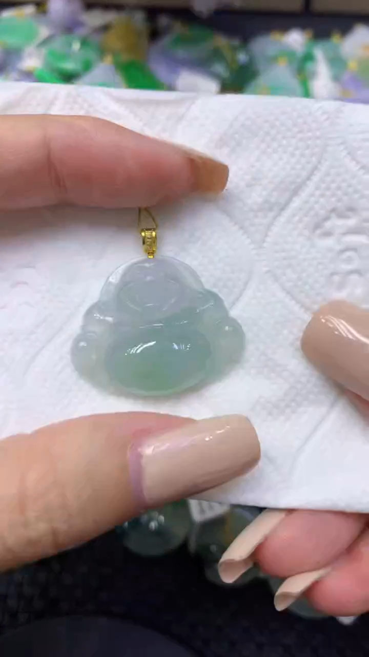 颈饰18K金镶嵌翡翠天然缅甸翡翠A货