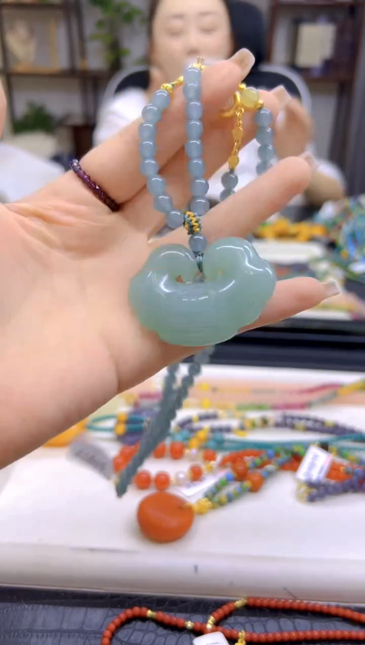和田玉未镶嵌毛衣链DIY款M656
