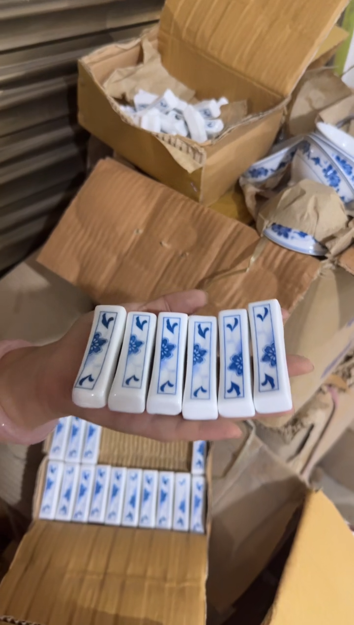 摆件蓝海棠筷架六个一组微瑕请慎拍