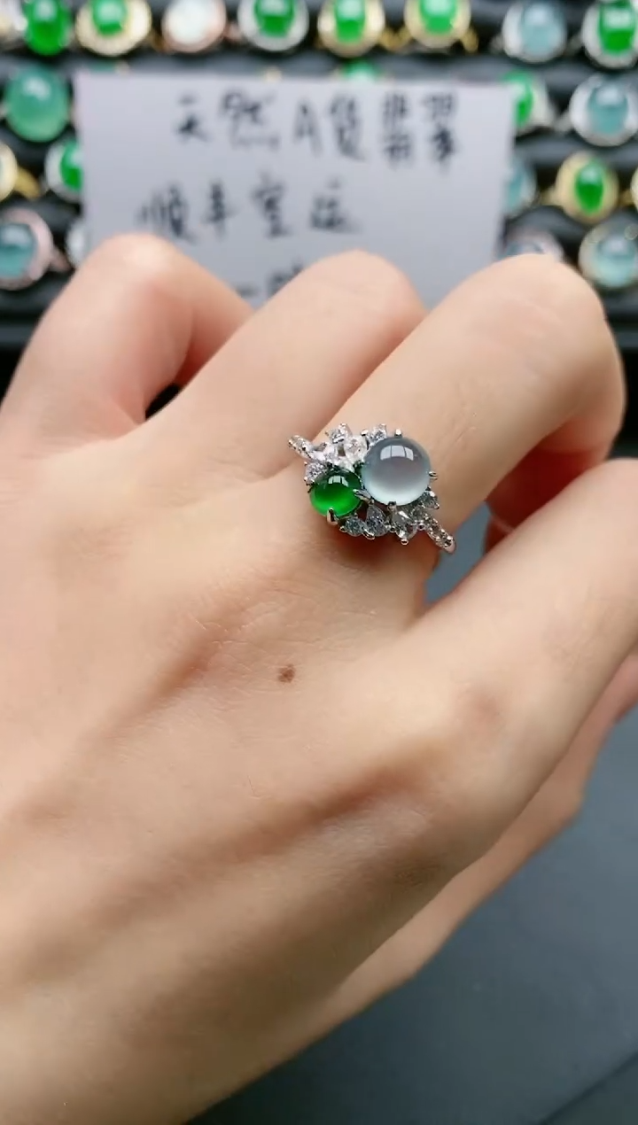 【闪购商品】翡翠戒指银S925镶嵌111111