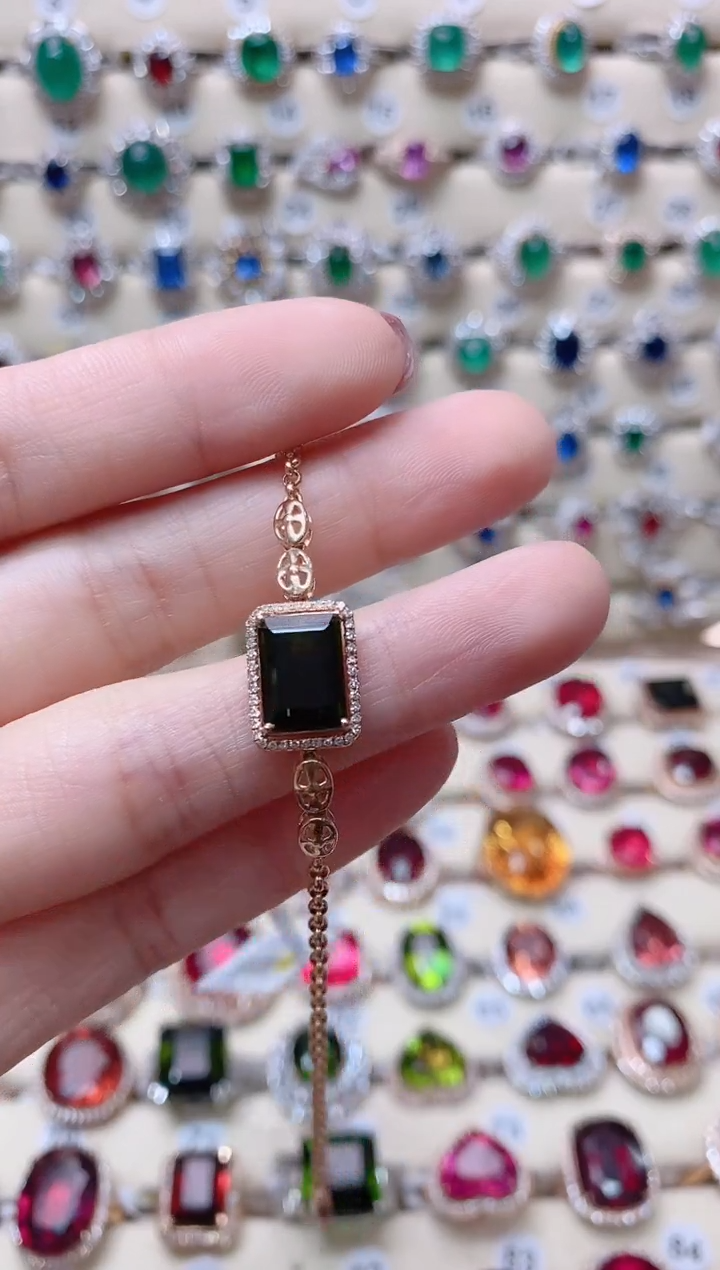 【闪购商品】碧玺18K金手链18K金镶嵌1