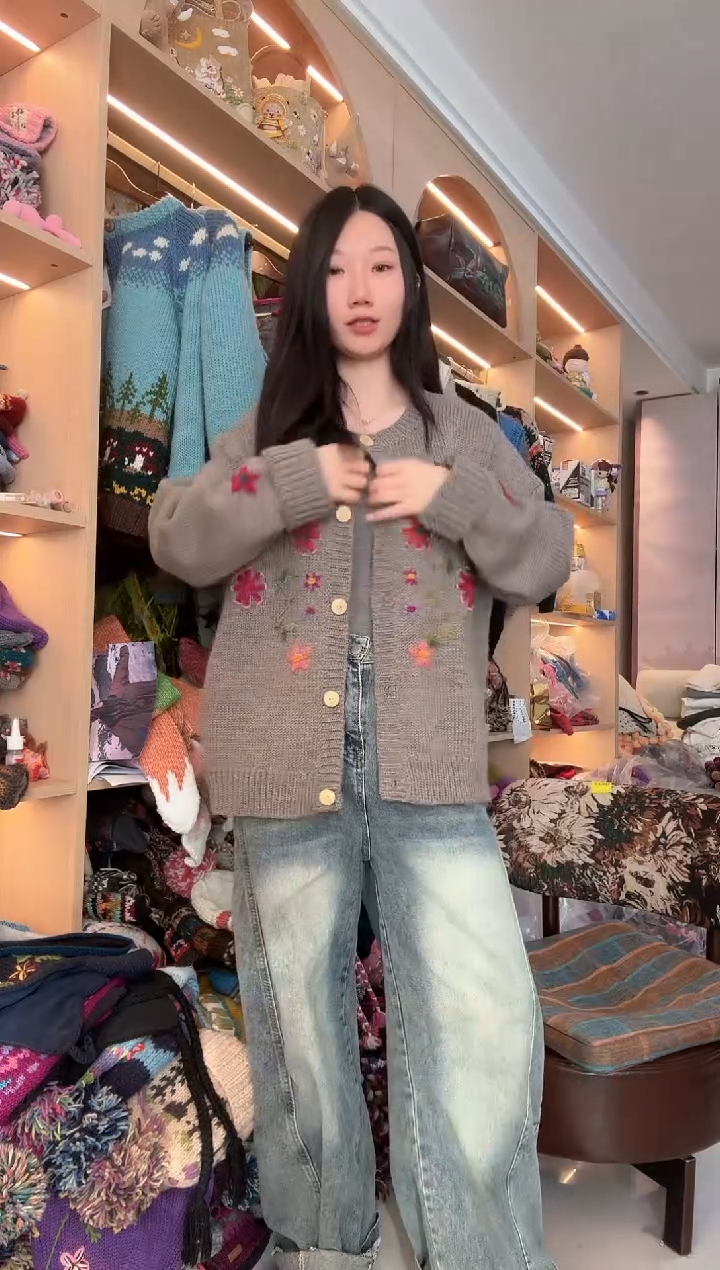 羊毛美利奴灰色刺绣L130斤以内