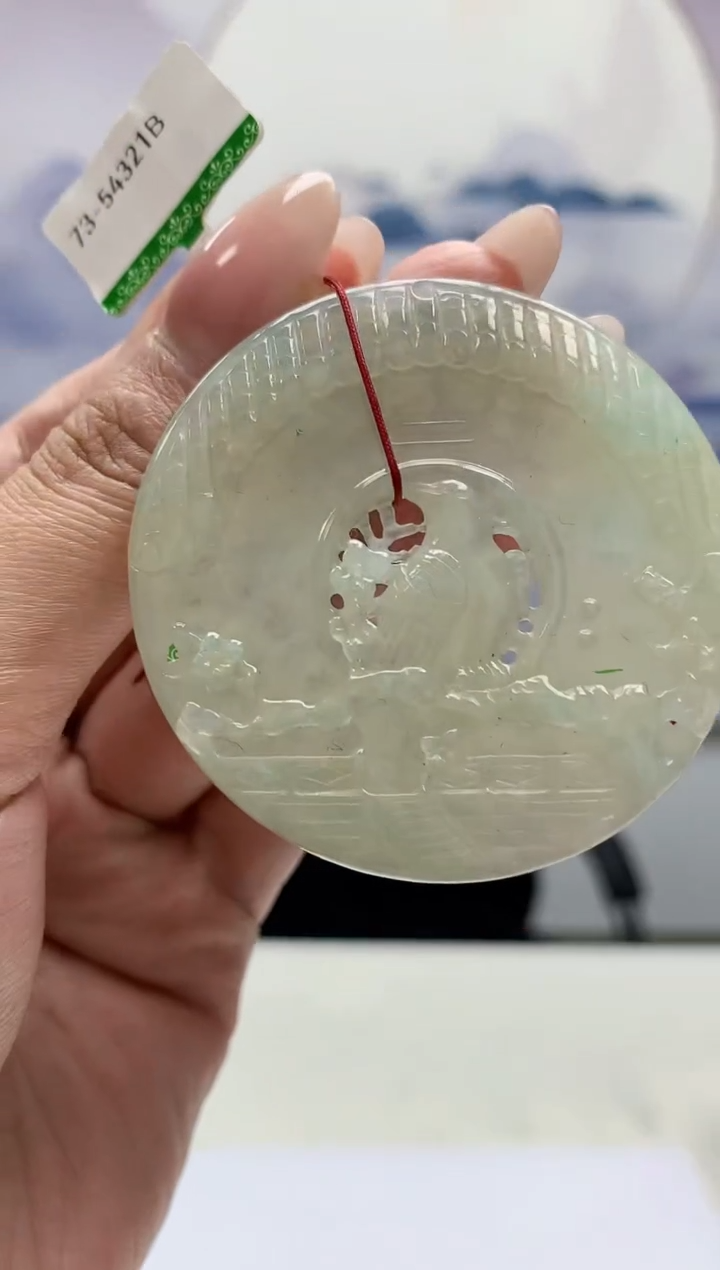 【闪购商品】定制翡翠未镶嵌5060MM-毛货挂件77