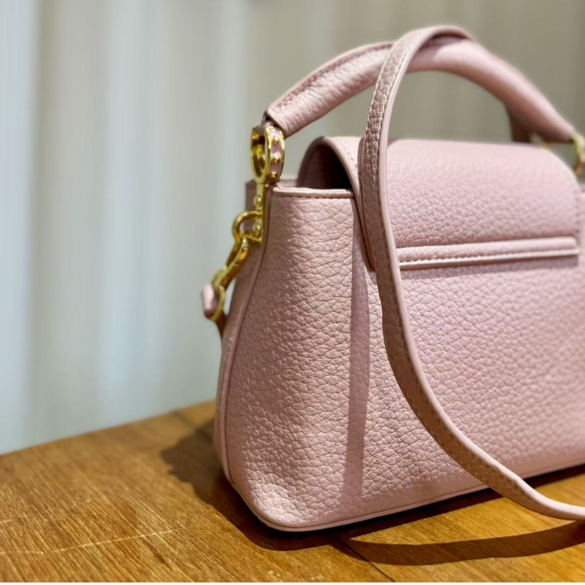 HIRMRIS手工真皮包21-550957-粉 外V露小号