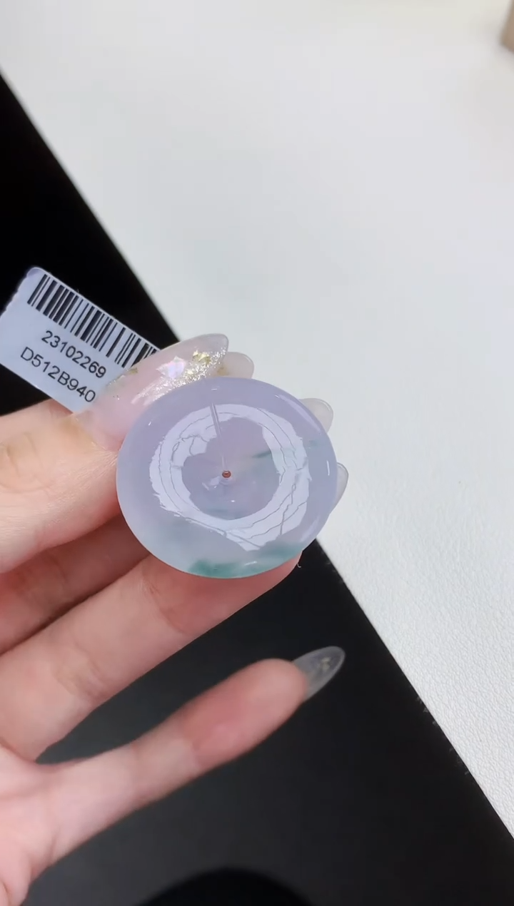 定制翡翠未镶嵌029ee-毛货平安扣35赠金扣