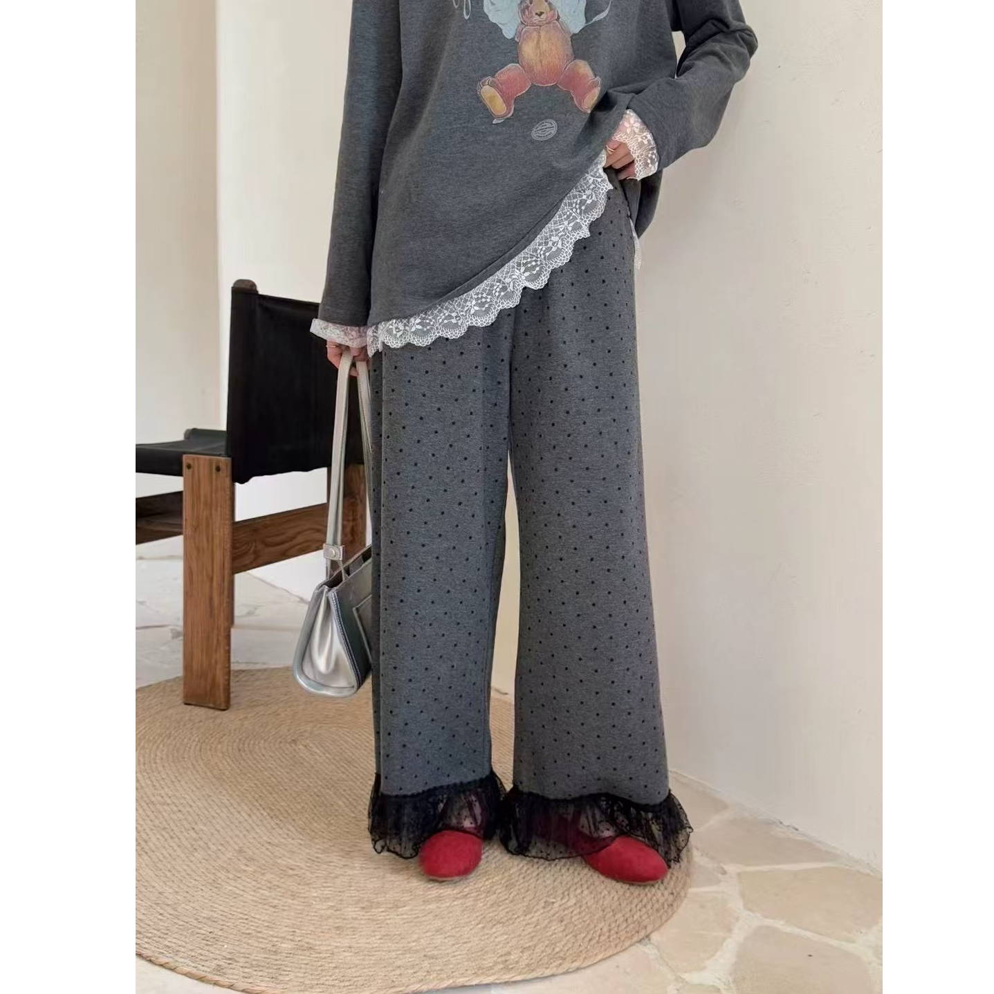 XIE3 显瘦百搭波点休闲裤2413