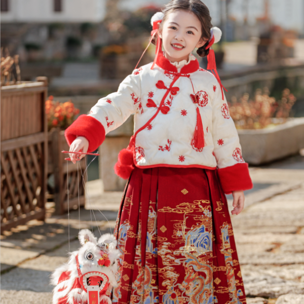 9679汉服女童冬款儿童古风古装冬小女孩超仙唐装冬季拜年服连衣裙