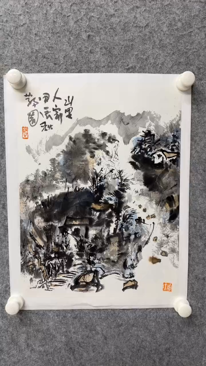 国画写意画山水画手绘