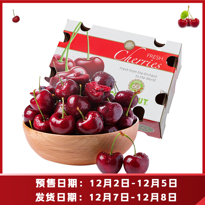 【预售】单J智利车厘子海运桑提娜2.5kg原箱（内附果径卡）桑提娜智利