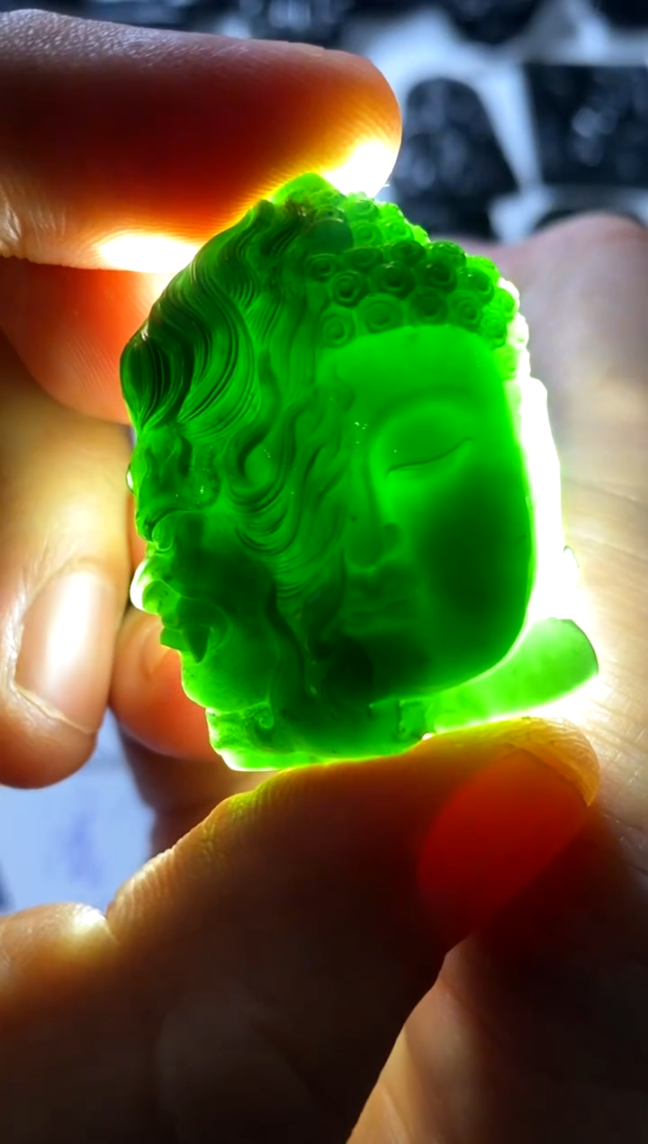 【闪购商品】翡翠挂件未镶嵌缅料天然A货墨翠  高货佛魔一念之间