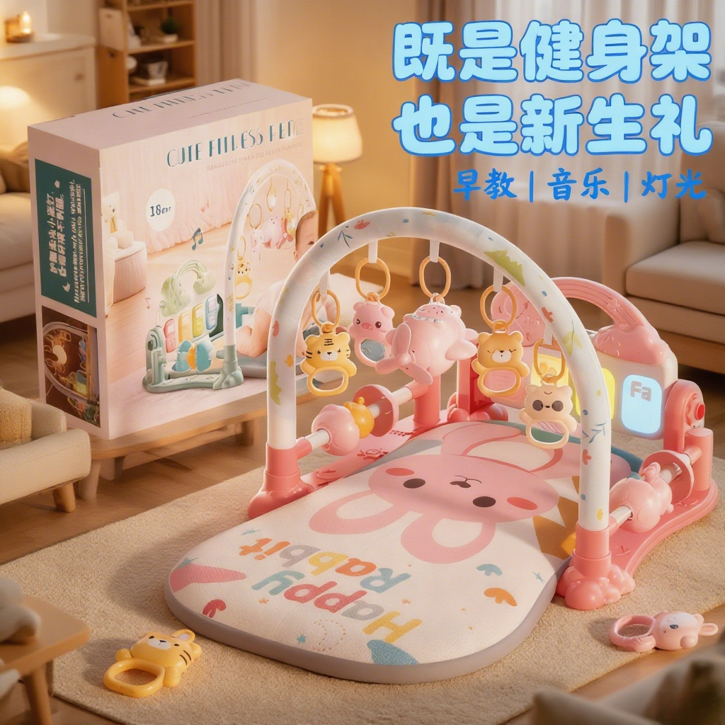 婴儿健身架脚踏钢琴0 - 1岁宝宝早教益智玩具新生儿见面礼物礼盒