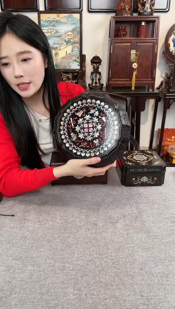 【闪购商品】黑酸枝木类成套家具果盘