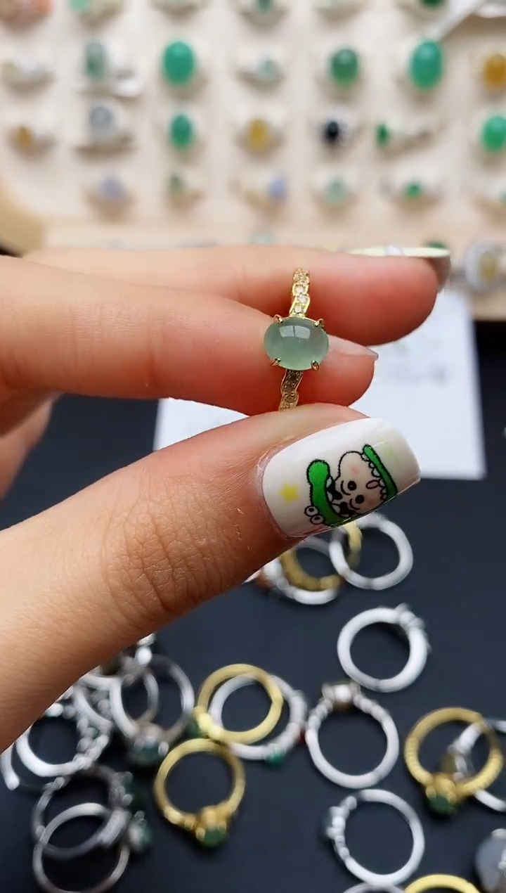 【闪购商品】翡翠戒指银S925镶嵌缅甸翡翠