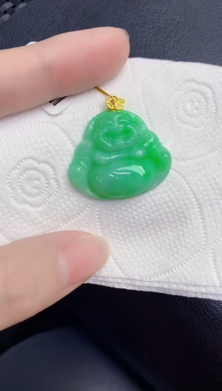 颈饰18K金镶嵌翡翠天然翡翠缅甸A货