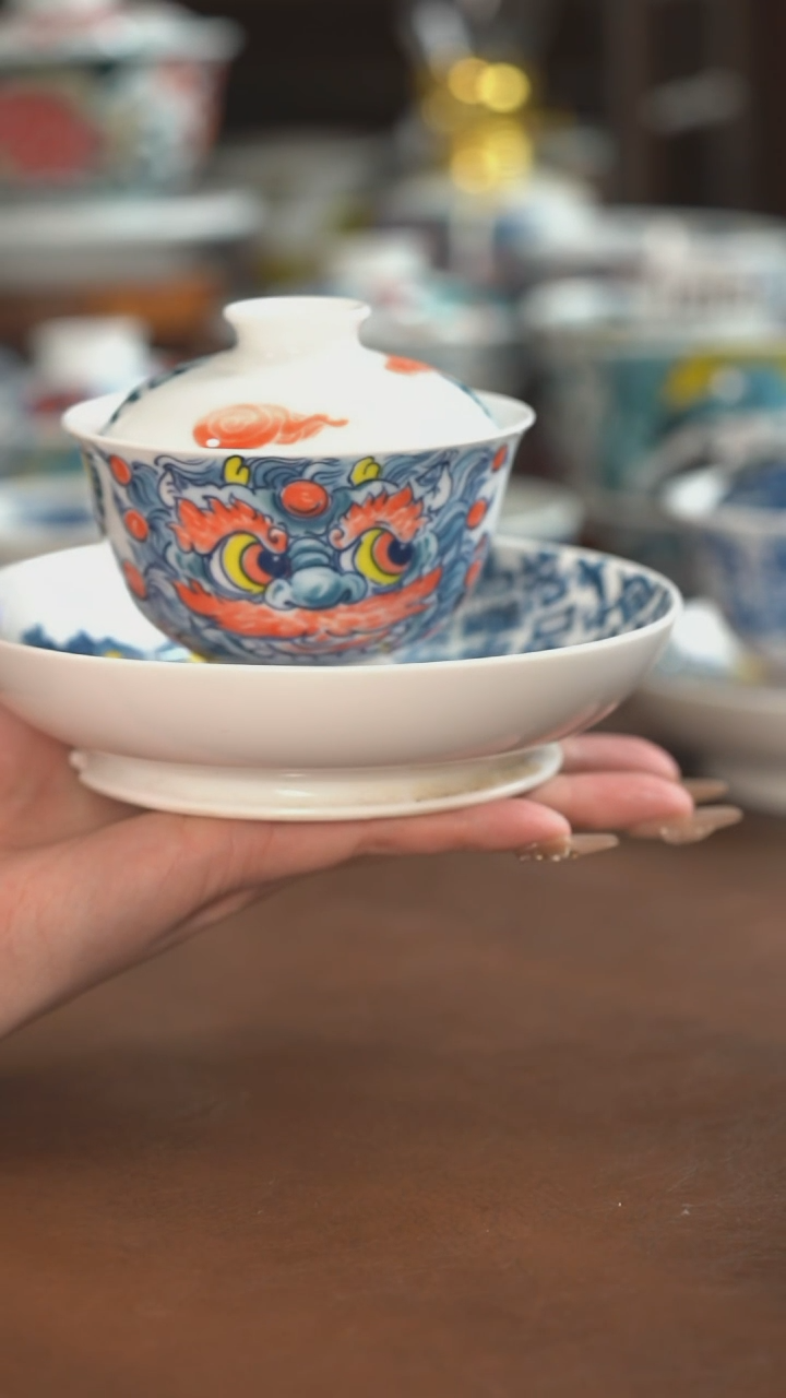 【闪购商品】醒狮三才盖碗（微瑕福利）景德镇昨明陶瓷