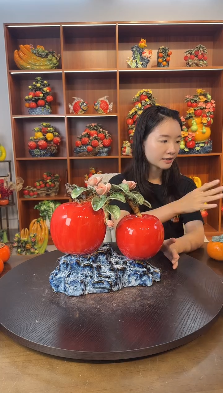 陶瓷大双苹果摆件