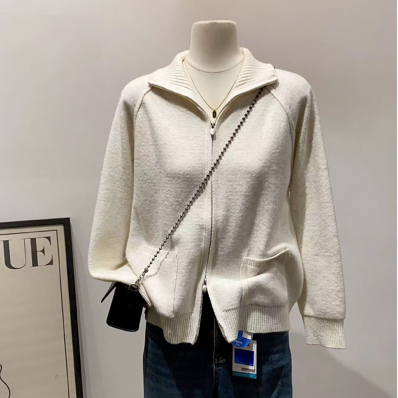 蜗牛家女装翻领毛针织衫针织衫修身型立领宽松型女羊毛衫112802