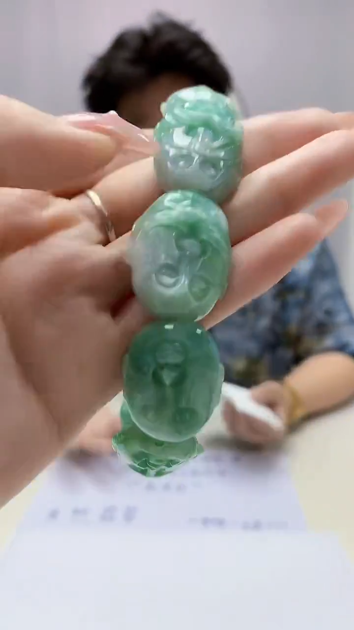 【闪购商品】定制翡翠未镶嵌4688DD-毛货127手串