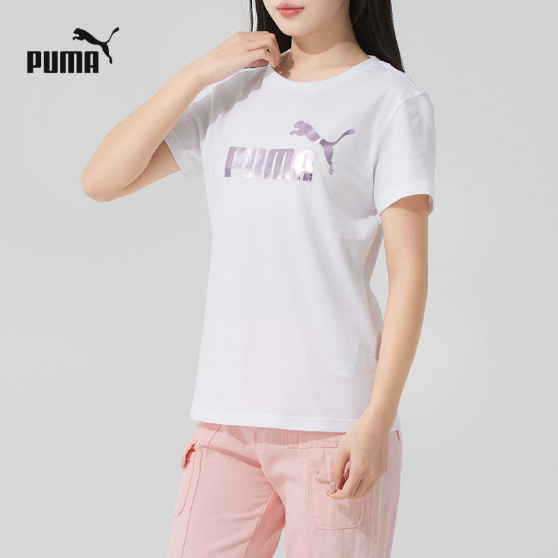 PUMA彪马短袖女装新款透气跑步T恤休闲运动服上衣白色半袖688938