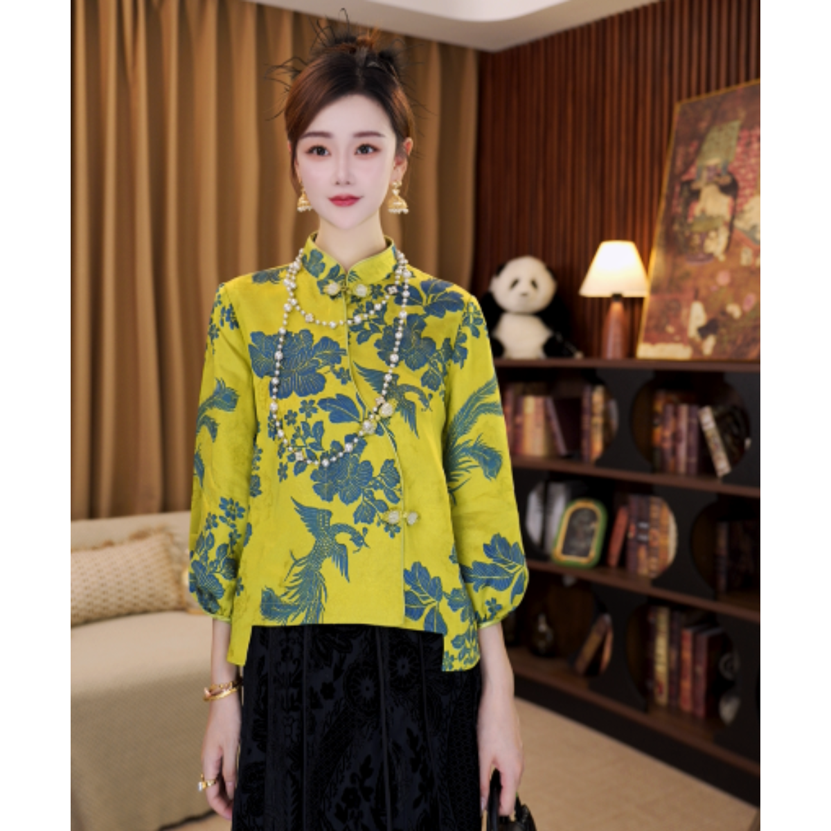 【兰香】新中式立领扎染斜襟上衣2025秋季新百搭上衣小衫G8635