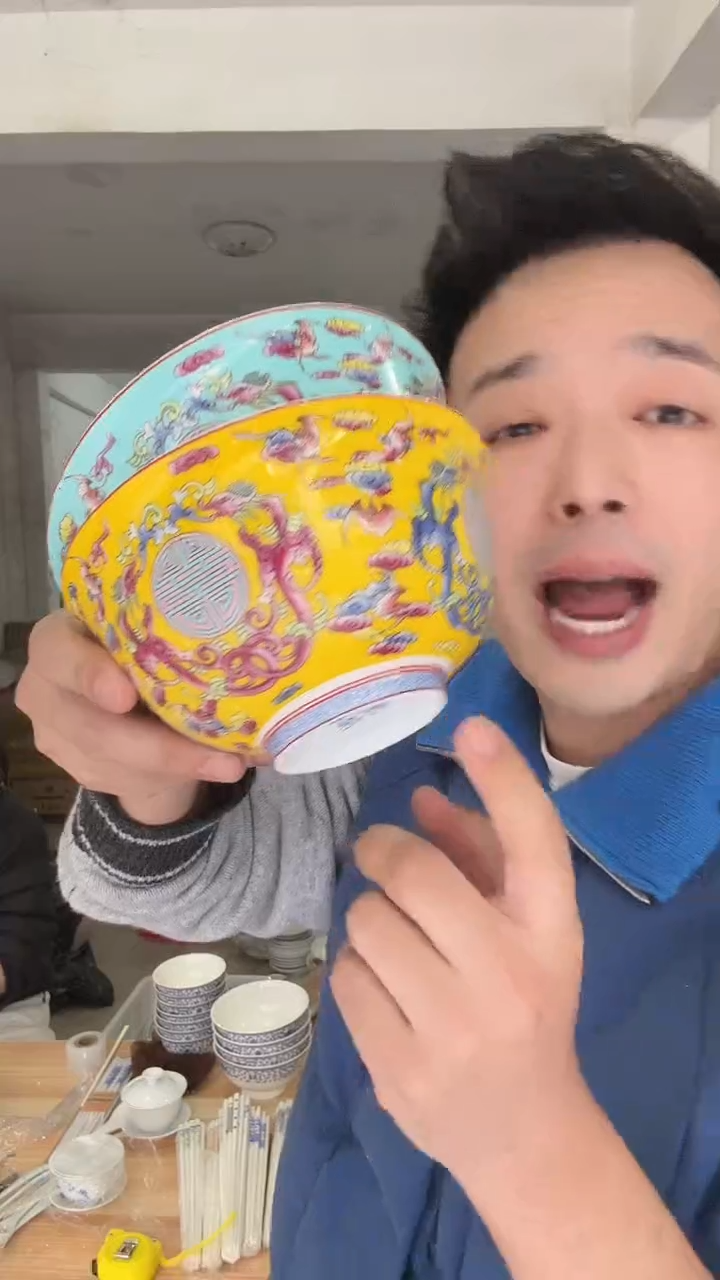 瓷片双凤面碗2个装