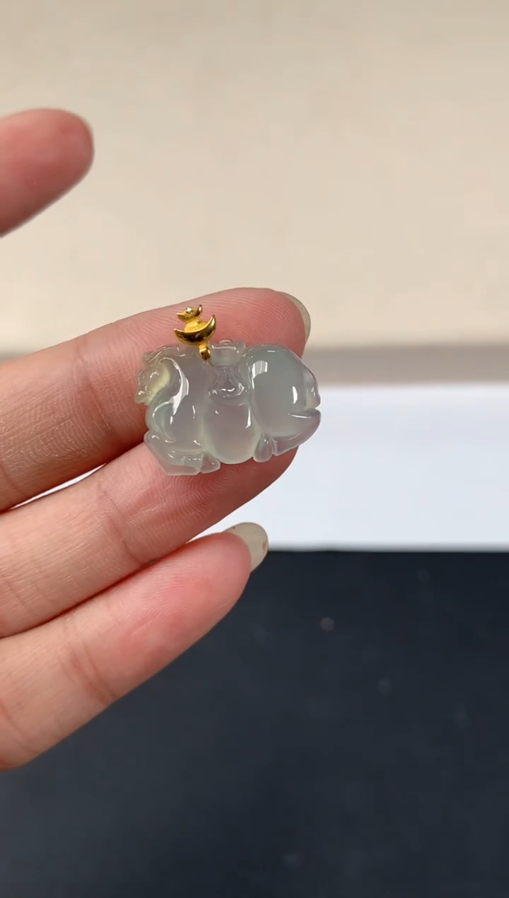 吊坠(不含链)18K金镶嵌翡翠A381|1280