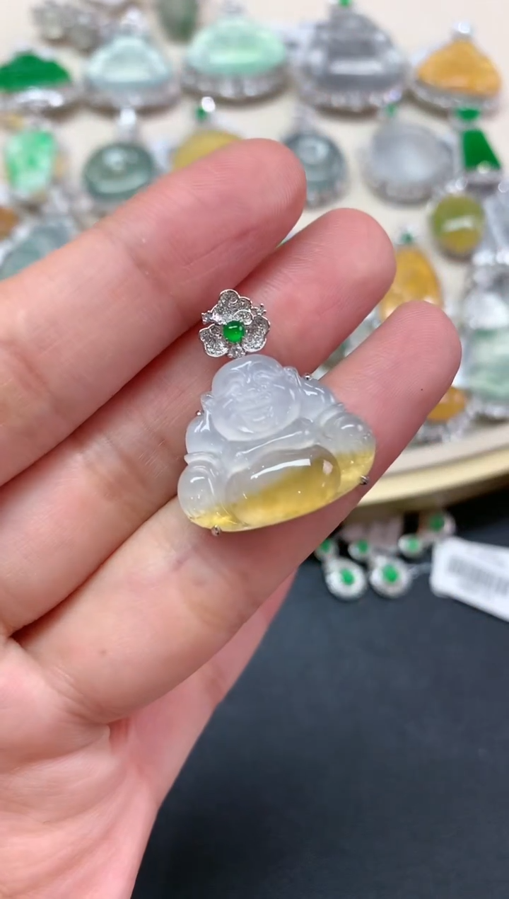 【闪购商品】翡翠吊坠(不含链)18K金镶嵌W201|6800