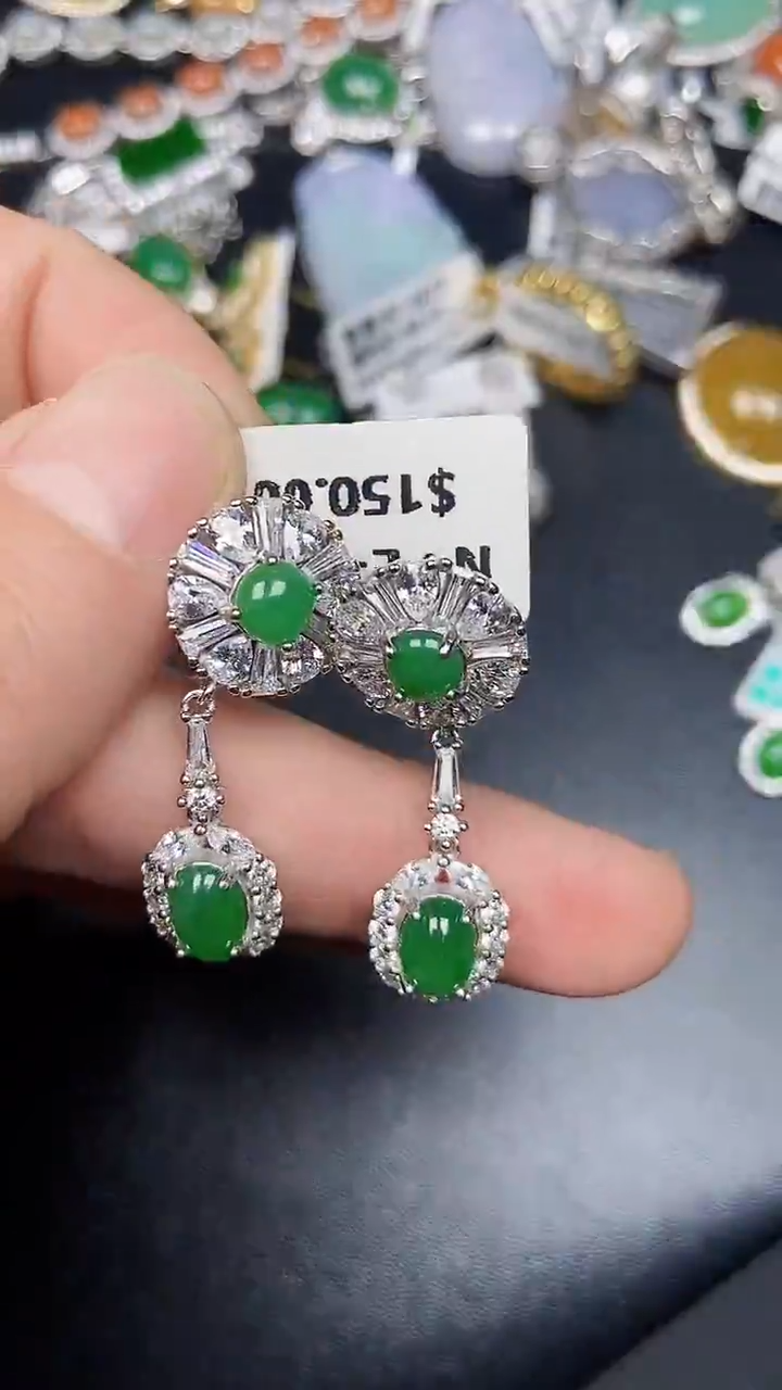 银S925镶嵌戒指翡翠3400