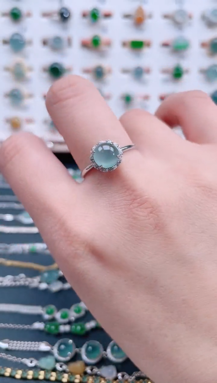 银S925镶嵌戒指翡翠天然翡翠